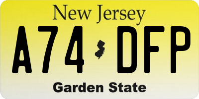 NJ license plate A74DFP