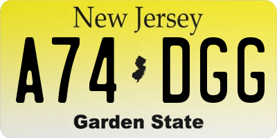 NJ license plate A74DGG