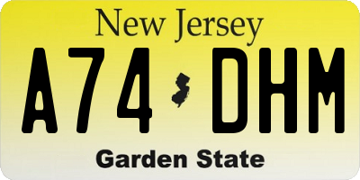 NJ license plate A74DHM