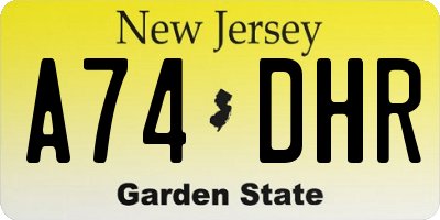 NJ license plate A74DHR