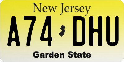 NJ license plate A74DHU