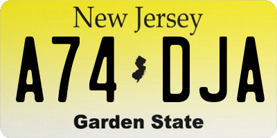 NJ license plate A74DJA