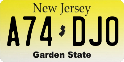 NJ license plate A74DJO