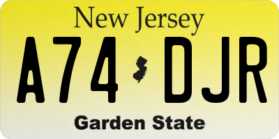 NJ license plate A74DJR