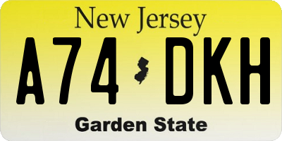 NJ license plate A74DKH