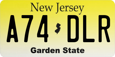 NJ license plate A74DLR