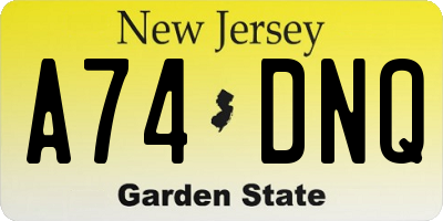 NJ license plate A74DNQ