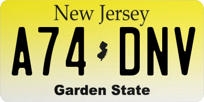 NJ license plate A74DNV