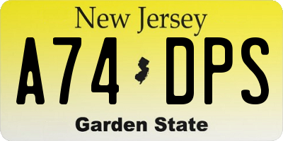 NJ license plate A74DPS