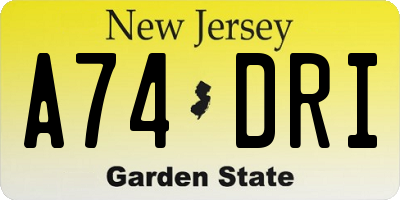 NJ license plate A74DRI