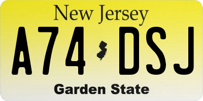 NJ license plate A74DSJ