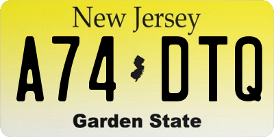 NJ license plate A74DTQ