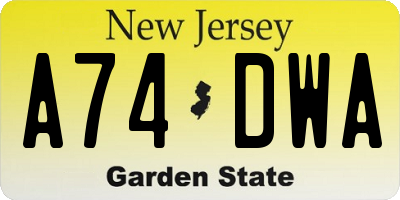 NJ license plate A74DWA