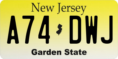 NJ license plate A74DWJ
