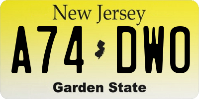 NJ license plate A74DWO