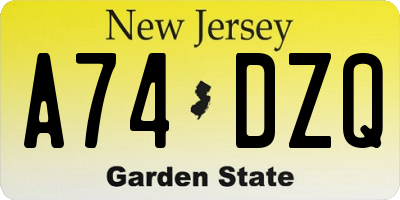 NJ license plate A74DZQ
