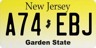 NJ license plate A74EBJ