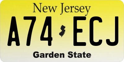 NJ license plate A74ECJ