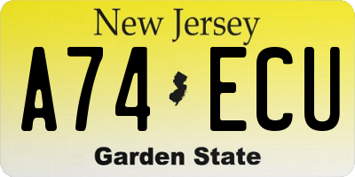 NJ license plate A74ECU