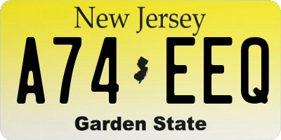 NJ license plate A74EEQ