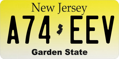 NJ license plate A74EEV