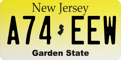 NJ license plate A74EEW