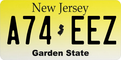 NJ license plate A74EEZ