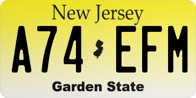 NJ license plate A74EFM