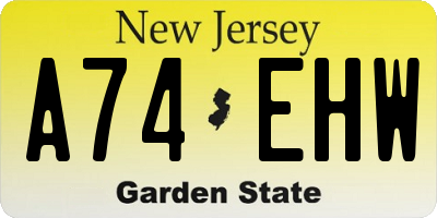 NJ license plate A74EHW