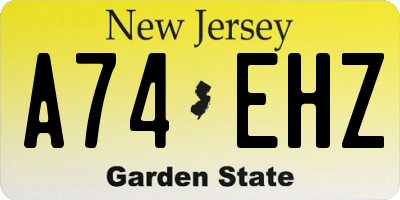 NJ license plate A74EHZ