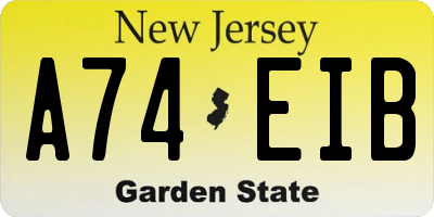 NJ license plate A74EIB