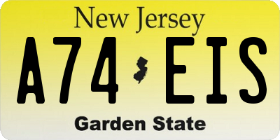 NJ license plate A74EIS