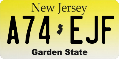 NJ license plate A74EJF