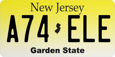 NJ license plate A74ELE
