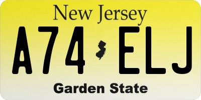 NJ license plate A74ELJ