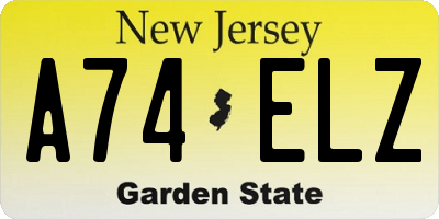NJ license plate A74ELZ