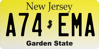 NJ license plate A74EMA