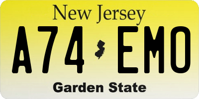 NJ license plate A74EMO