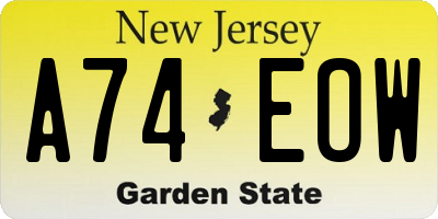 NJ license plate A74EOW