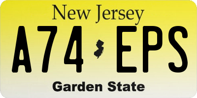 NJ license plate A74EPS