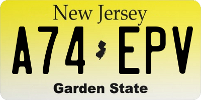 NJ license plate A74EPV