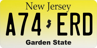 NJ license plate A74ERD