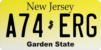 NJ license plate A74ERG