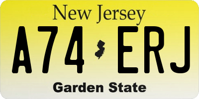 NJ license plate A74ERJ