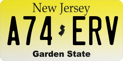 NJ license plate A74ERV