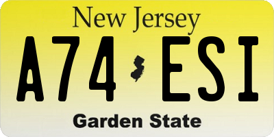 NJ license plate A74ESI
