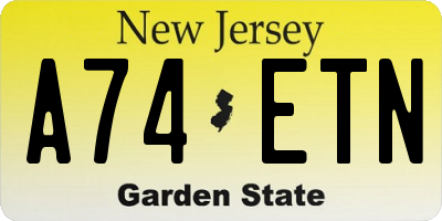 NJ license plate A74ETN
