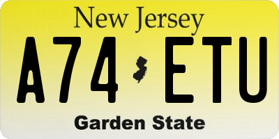 NJ license plate A74ETU