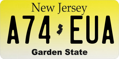 NJ license plate A74EUA