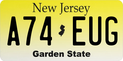 NJ license plate A74EUG